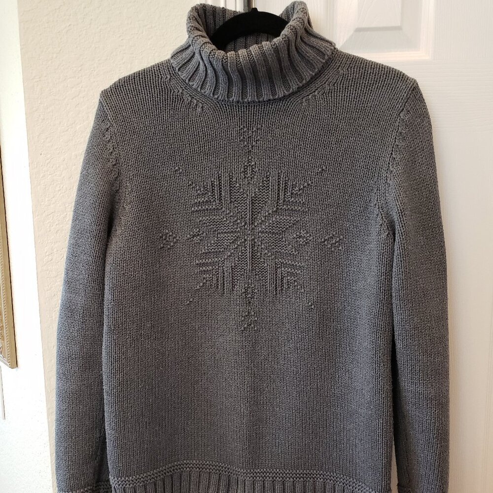 Ralph Lauren Chunky Snowflake Turtleneck Sweater - Gray -Size S